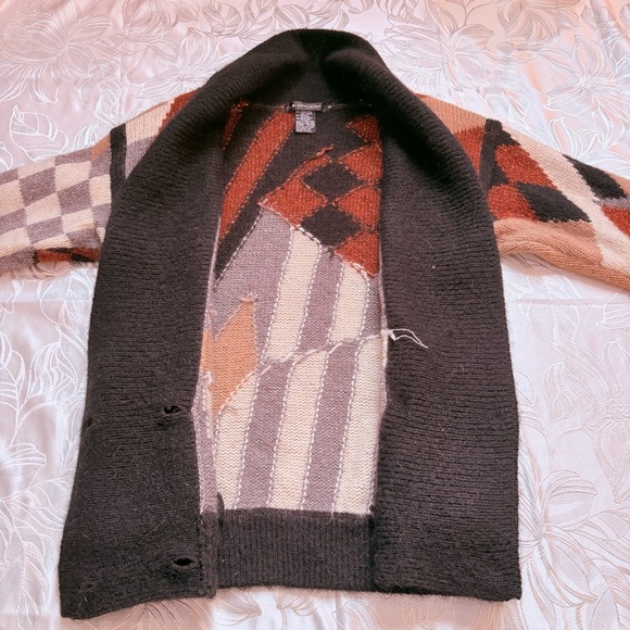 Vintage Multicolor Geometric Double Breasted Cardigan Autumn Colours - Small - Picture 7 of 8